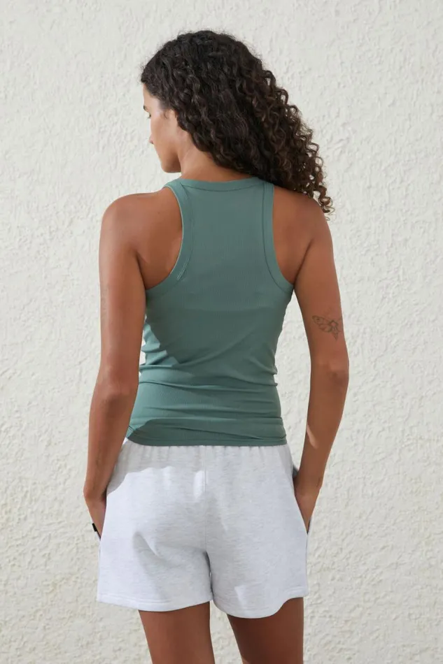 Women Tops Cotton On Active Rib Thin Racer Tank Myrtle Dream