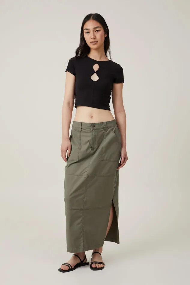 Women Tops Cotton On Bailey Keyhole Short Sleeve Top Black