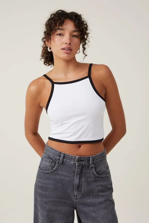 Women Tops Cotton On Billi High Neck Tank White