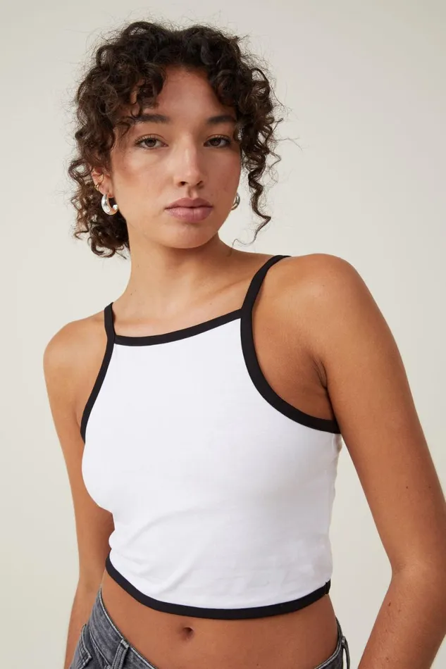 Women Tops Cotton On Billi High Neck Tank White