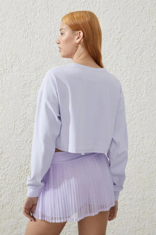 Women Tops Cotton On Lightweight Cropped Longsleeve Top Lavender Cream