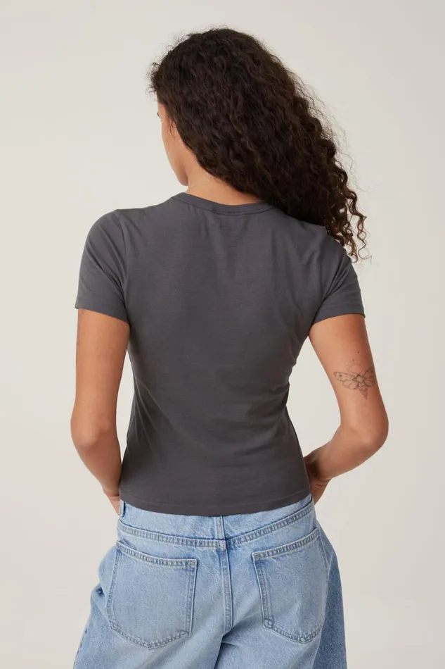 Women Tops Cotton On Lightweight Longline License Tee Lcn Br Rolling Stones Spiral Tonguegraphite