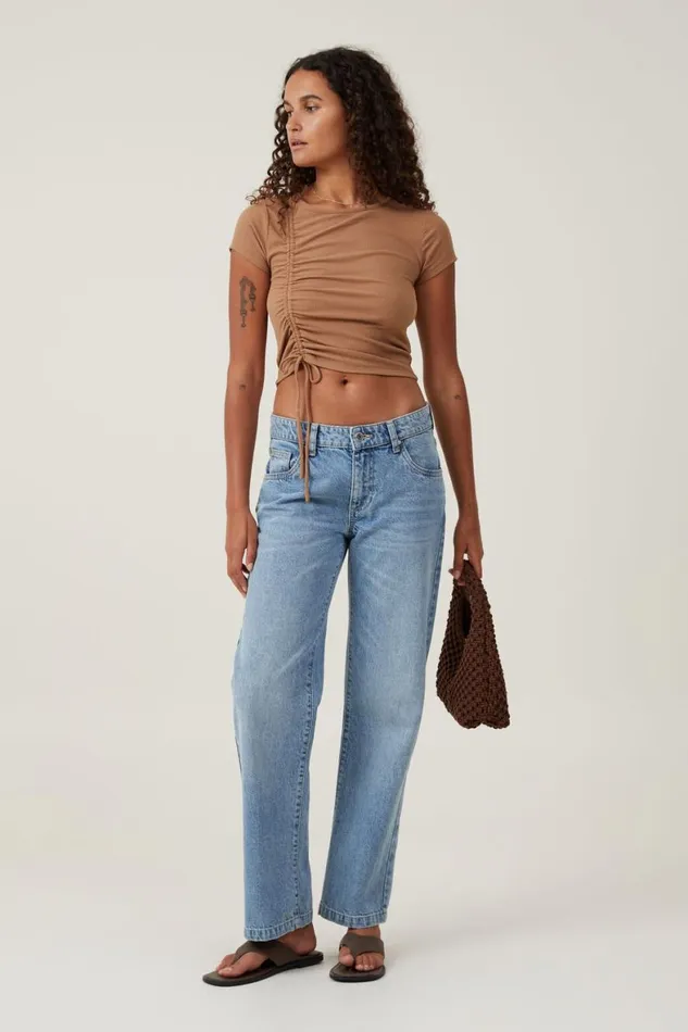 Women Tops Cotton On Marli Rouched Front Short Sleeve Top Pinecone
