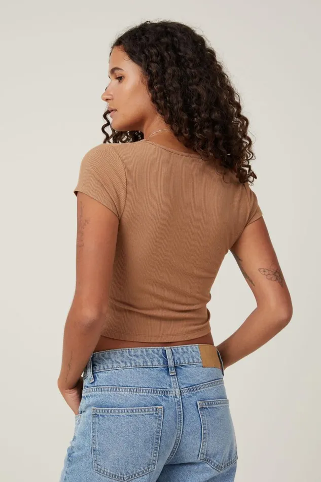 Women Tops Cotton On Marli Rouched Front Short Sleeve Top Pinecone