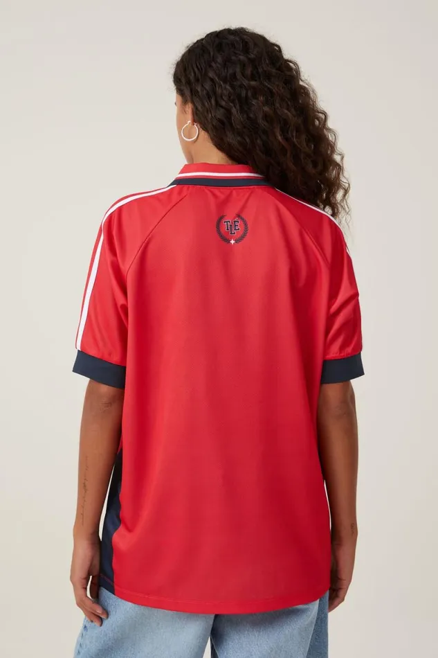 Women Tops Cotton On Oversized Rugby Raglan Tee 21crimson