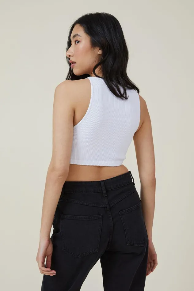Women Tops Cotton On Seamless Benni High Neck Tank White