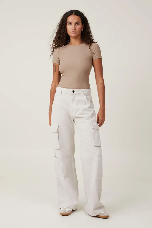 Women Tops Cotton On Smooth Crew Neck Tee Mocha