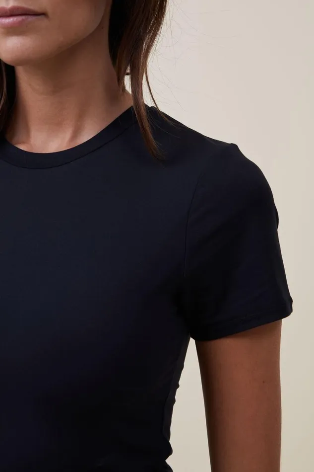 Women Tops Cotton On Soft Lounge Short Sleeve Bodysuit Black