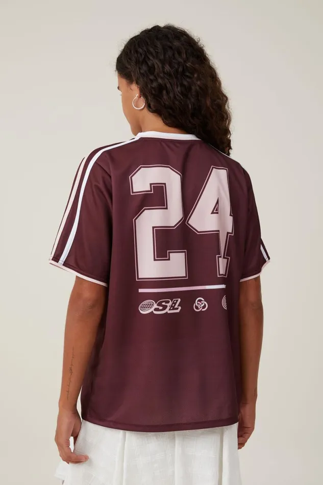 Women Tops Cotton On Sporty Graphic Tee 24deep Berry