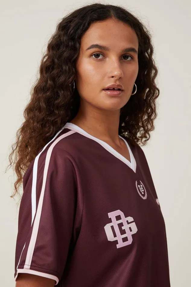 Women Tops Cotton On Sporty Graphic Tee 24deep Berry