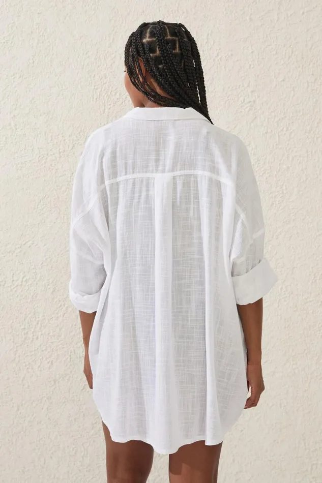 Women Tops Cotton On Swing Beach Shirt White