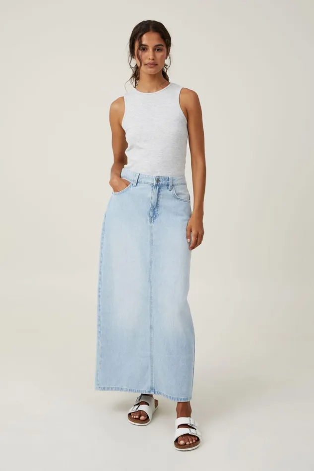 Women Tops Cotton On The One Organic Rib Racer Tank Light Grey Marle