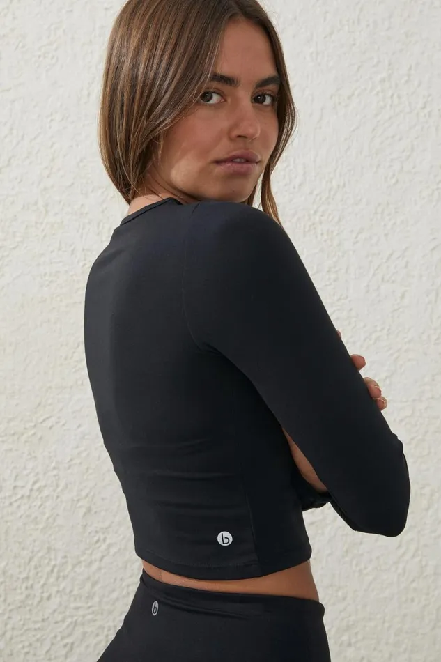 Women Tops Cotton On Ultra Soft Fitted Long Sleeve Top Black