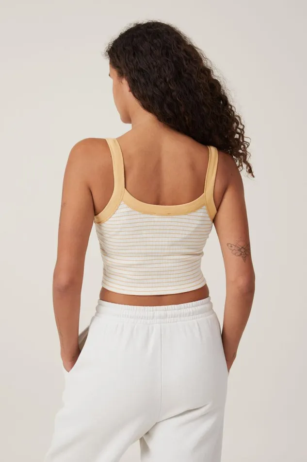 Women Tops Cotton On Willa Waffle Cami Chloe Stripe Porcelaingold Rush