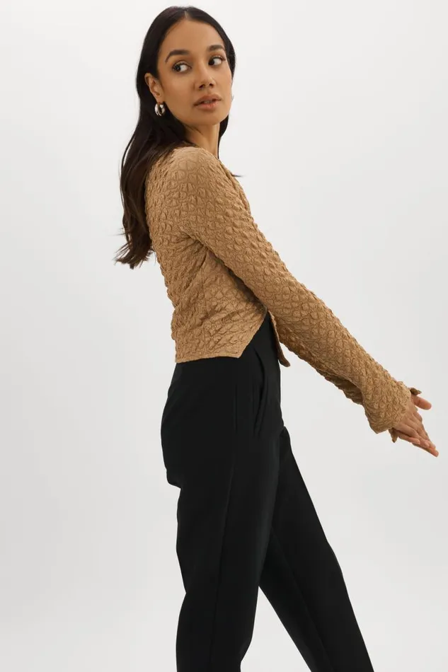 Women VENERA CutOut Top Wheat LAMARQUE Tops Women VENERA CutOut Top Wheat LAMARQUE Tops
