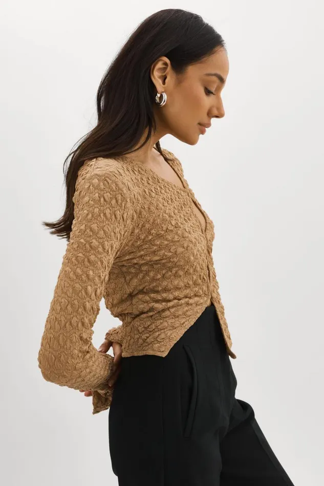 Women VENERA CutOut Top Wheat LAMARQUE Tops Women VENERA CutOut Top Wheat LAMARQUE Tops
