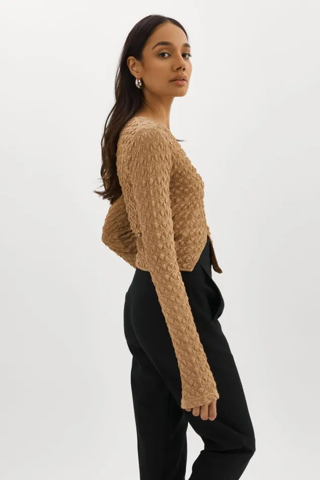 Women VENERA CutOut Top Wheat LAMARQUE Tops Women VENERA CutOut Top Wheat LAMARQUE Tops