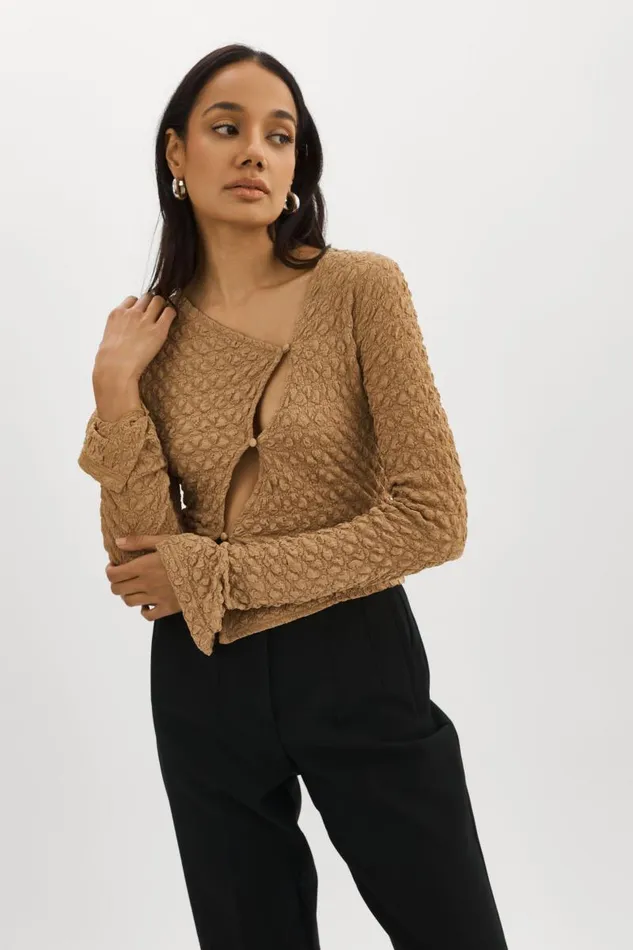 Women VENERA CutOut Top Wheat LAMARQUE Tops Women VENERA CutOut Top Wheat LAMARQUE Tops