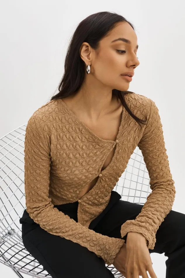 Women VENERA CutOut Top Wheat LAMARQUE Tops Women VENERA CutOut Top Wheat LAMARQUE Tops