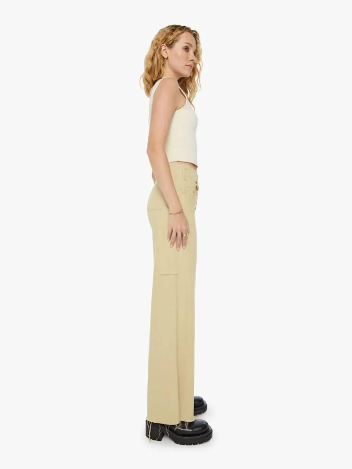 Women Wide Leg Mother Denim The Main Sail Sneak Fray Brown