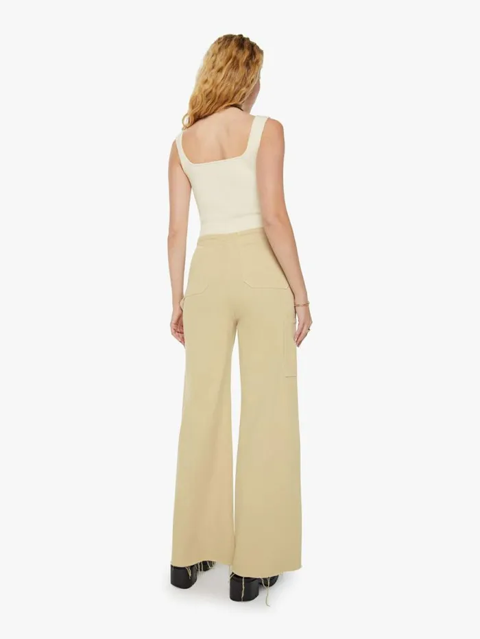 Women Wide Leg Mother Denim The Main Sail Sneak Fray Brown