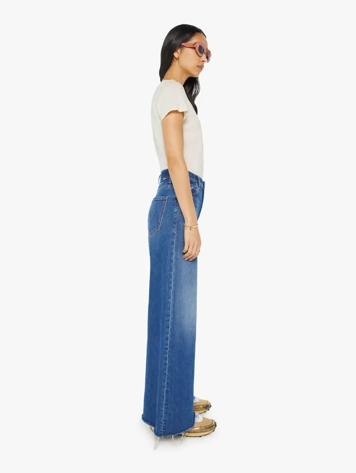 Women Wide Leg Mother Denim The Swisher Sneak Fray Blue
