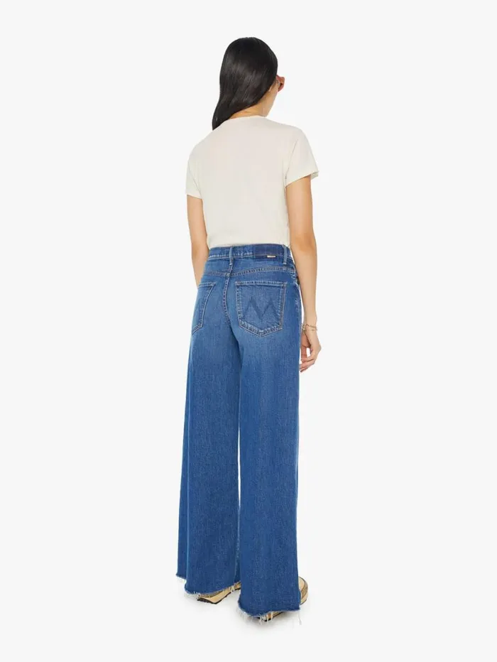Women Wide Leg Mother Denim The Swisher Sneak Fray Blue