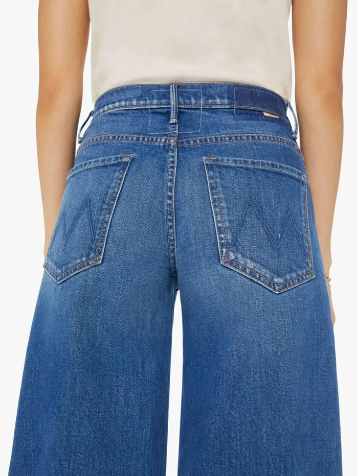 Women Wide Leg Mother Denim The Swisher Sneak Fray Blue