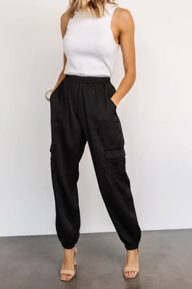 Women William Satin Jogger Pants Black Baltic Born Pants Women William Satin Jogger Pants Black Baltic Born Pants