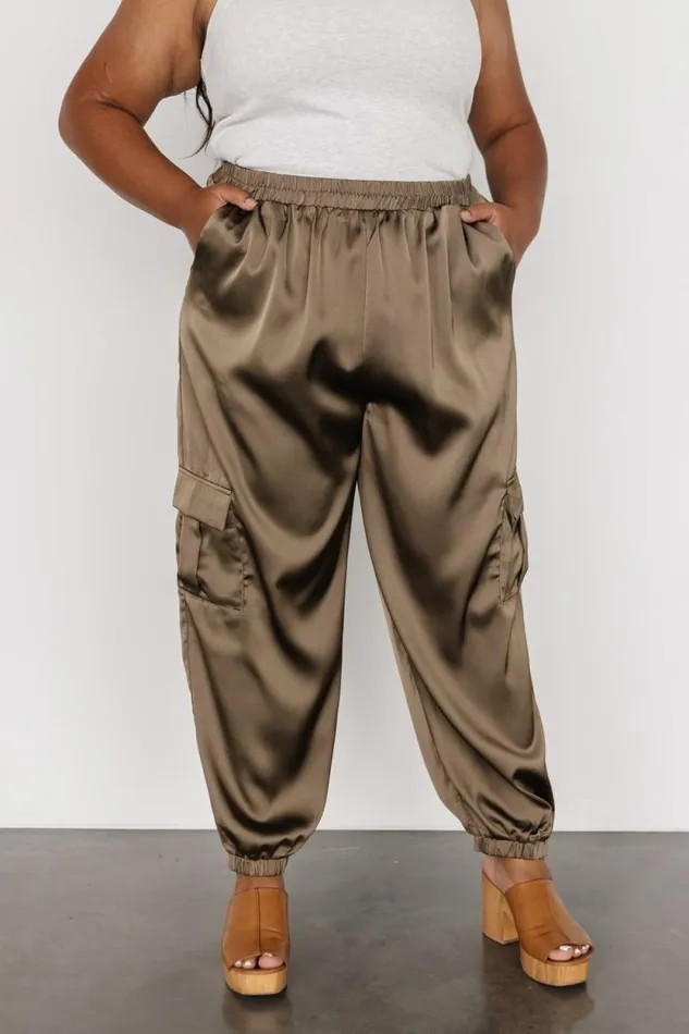 Women William Satin Jogger Pants Olive Baltic Born Pants