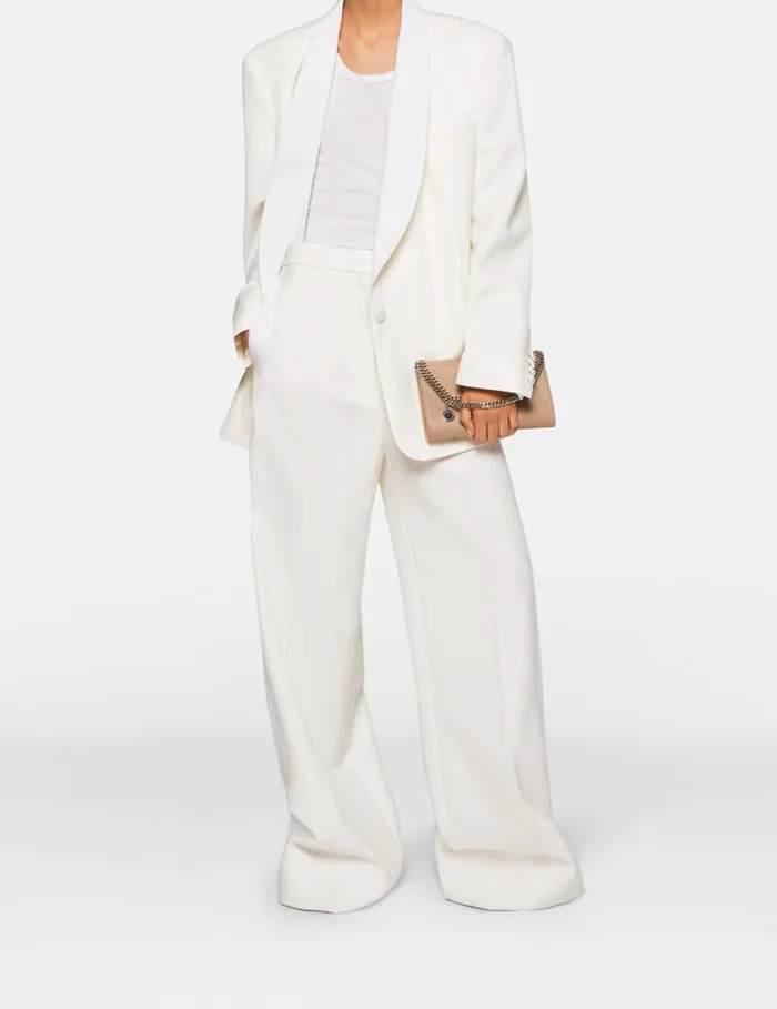 Women Wool Blazer With Shawl Lapels Chalk White Stella McCartney Coats And Jackets Women Wool Blazer With Shawl Lapels Chalk White Stella McCartney Coats And Jackets