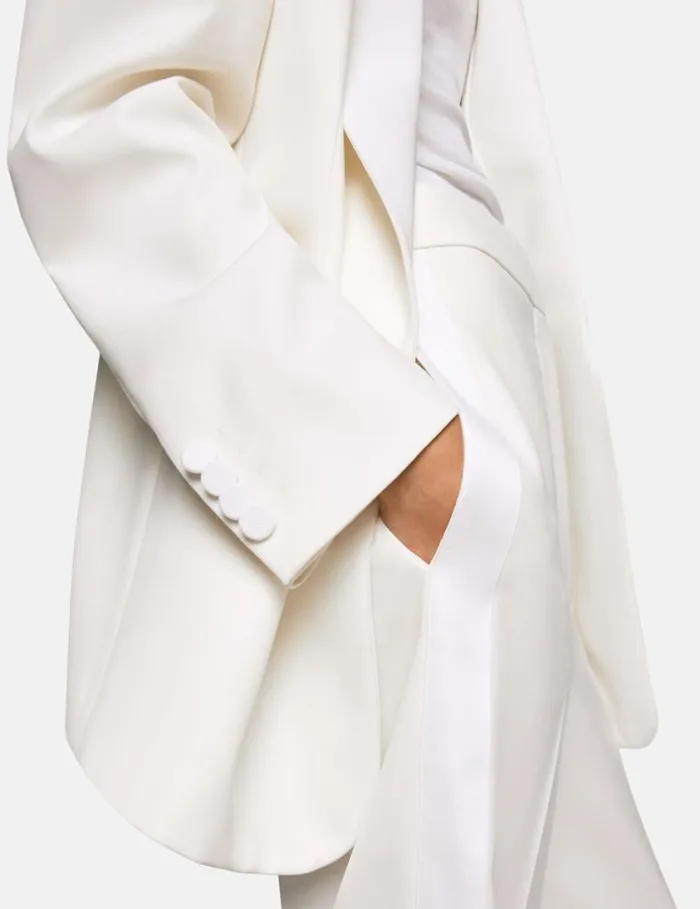 Women Wool Blazer With Shawl Lapels Chalk White Stella McCartney Coats And Jackets Women Wool Blazer With Shawl Lapels Chalk White Stella McCartney Coats And Jackets
