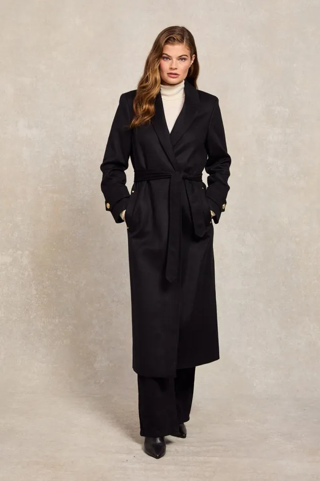 Women Wrap Coat Soft Black Holland Cooper Tailoring