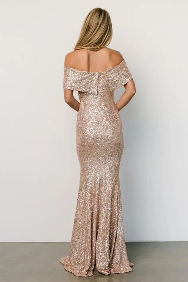 Women Yvonne Off Shoulder Sequin Gown Champagne Baltic Born Maxi Dresses Women Yvonne Off Shoulder Sequin Gown Champagne Baltic Born Maxi Dresses