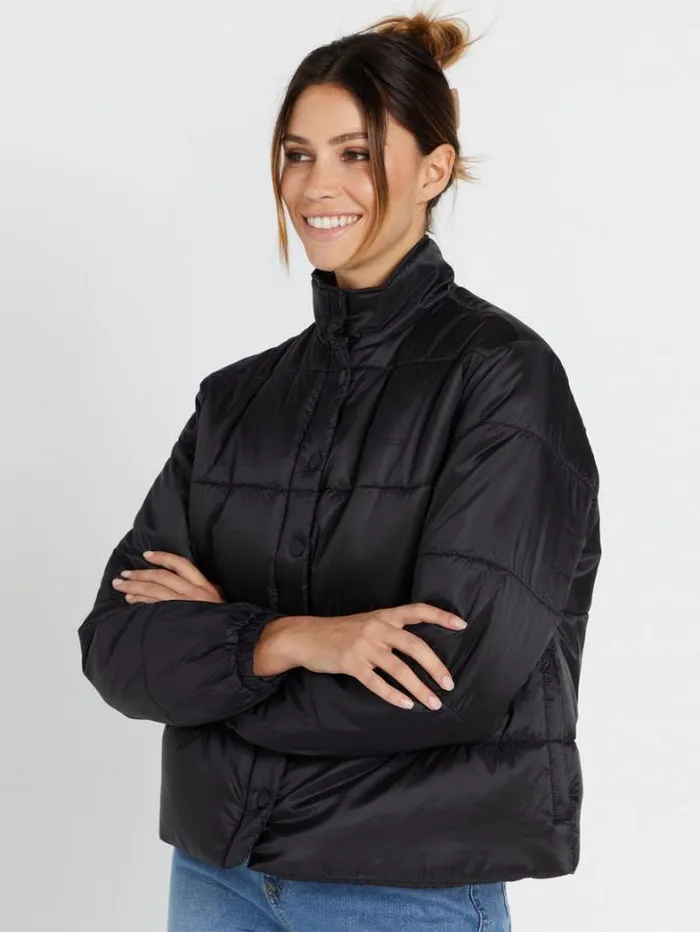 Womens Jackets Volcom Not Enuff Puff Jacket 8211 Black