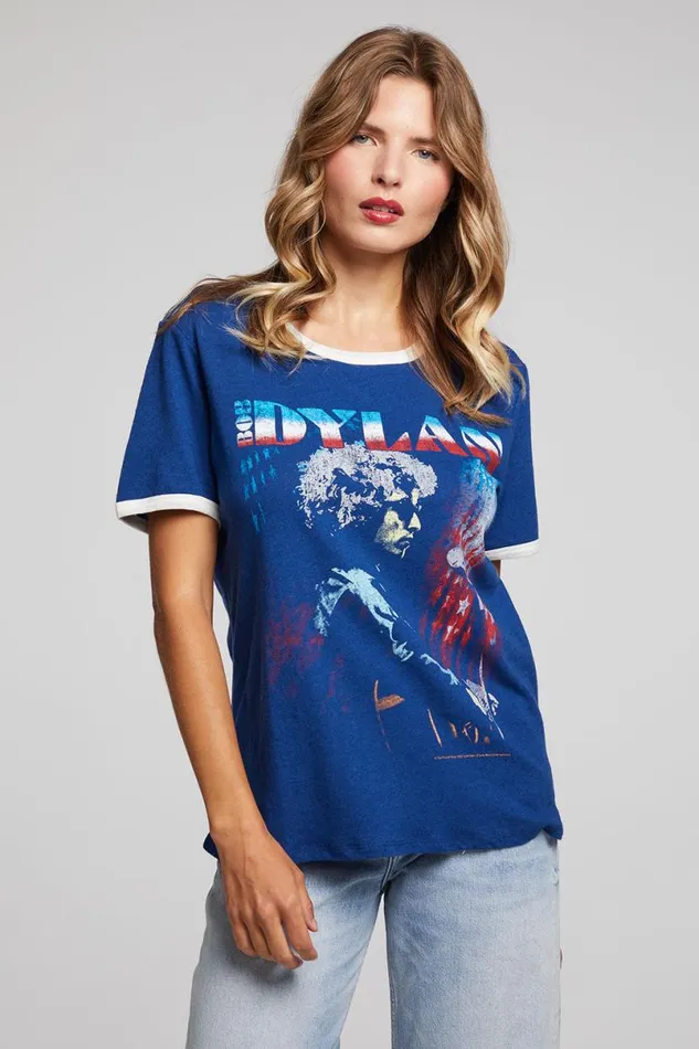 Womens Tops Chaser Brand Bob Dylan Stars And Stripes Praiano Tee