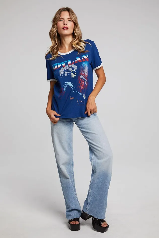 Womens Tops Chaser Brand Bob Dylan Stars And Stripes Praiano Tee