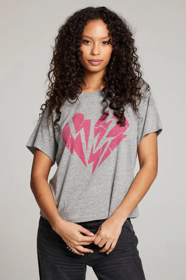 Womens Tops Chaser Brand Broken Heart Tee