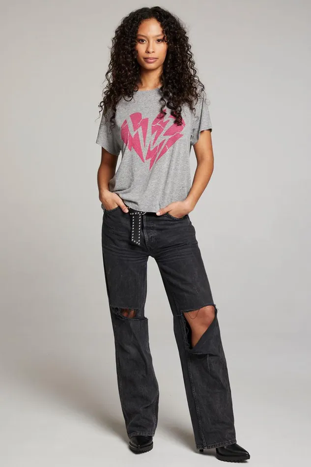 Womens Tops Chaser Brand Broken Heart Tee
