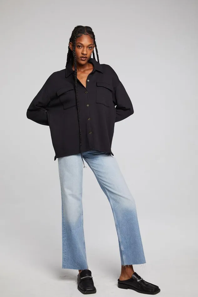 Womens Tops Chaser Brand Hyde Licorice Button Down