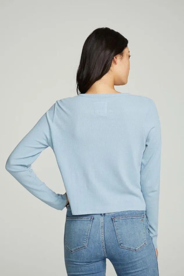 Womens Tops Chaser Brand Long Sleeve Button Down Semi Cropped Tee