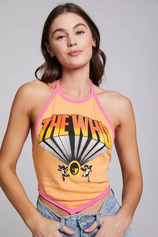 Womens Tops Chaser Brand The Who Keith Moon Wallflower Halter Top