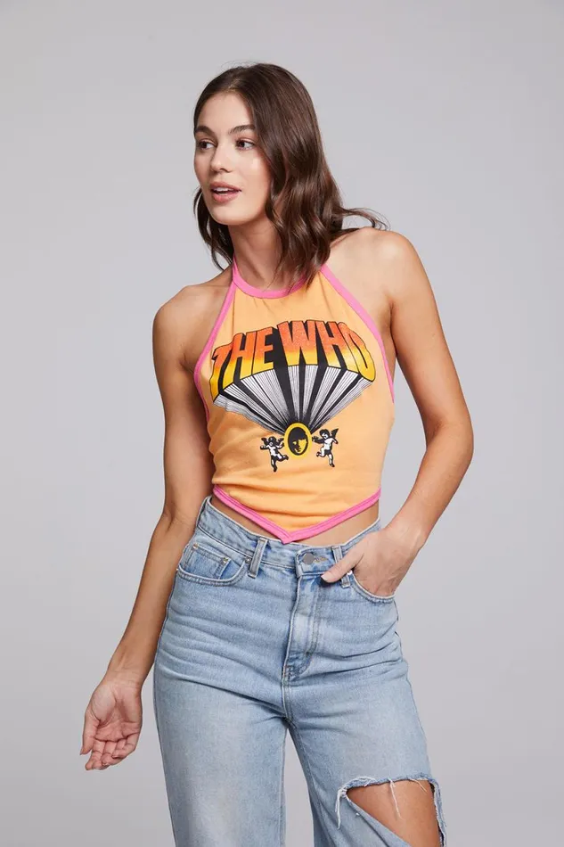 Womens Tops Chaser Brand The Who Keith Moon Wallflower Halter Top