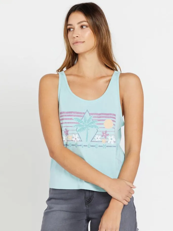 Womens Tops Volcom To The Bank Tank 8211 Glacier Blue