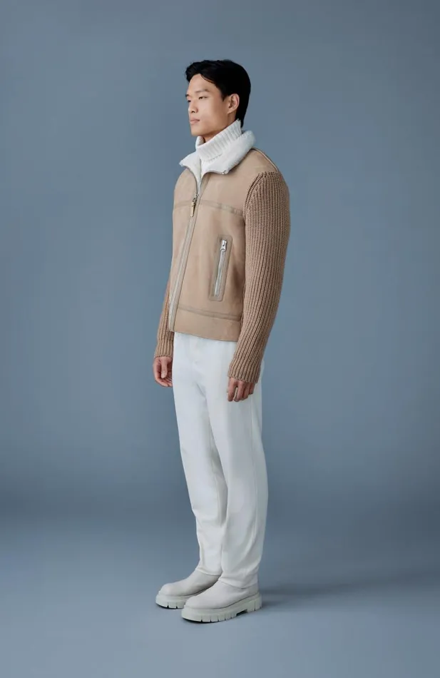 Wool Coats Men Mackage JONATHAN Mixedmedia Shearling Jacket Light Camelnatural Wool Coats Men Mackage JONATHAN Mixedmedia Shearling Jacket Light Camelnatural