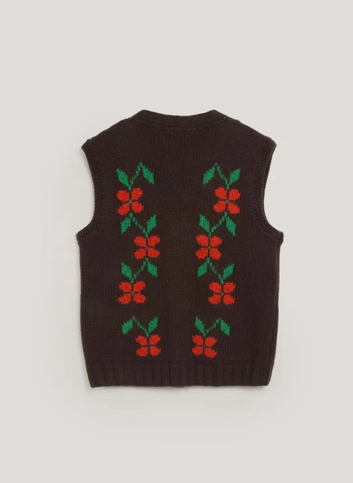 YMC Cottage Waistcoat Brown Mens Knitwear