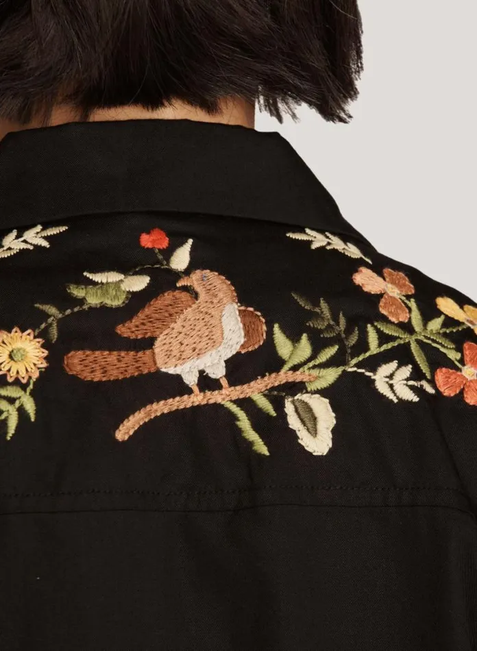 YMC Vegas Embroidered Short Sleeve Shirt Black Womens Shirts