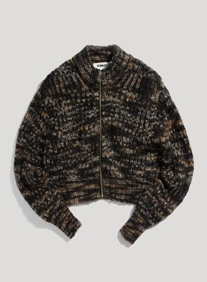 YMC Wes Spaced Dyed Cardigan Black Multi Womens Knitwear