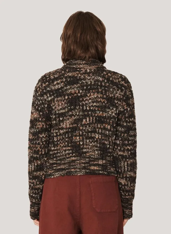 YMC Wes Spaced Dyed Cardigan Black Multi Womens Knitwear