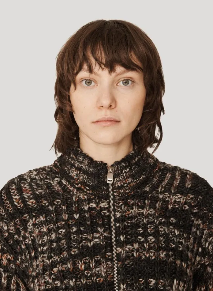 YMC Wes Spaced Dyed Cardigan Black Multi Womens Knitwear